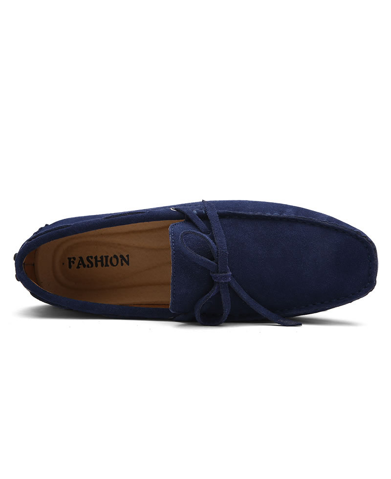 High Quality Suede Leather Men Flats Casual Loafers Moccasin Driving Shoes - Blue