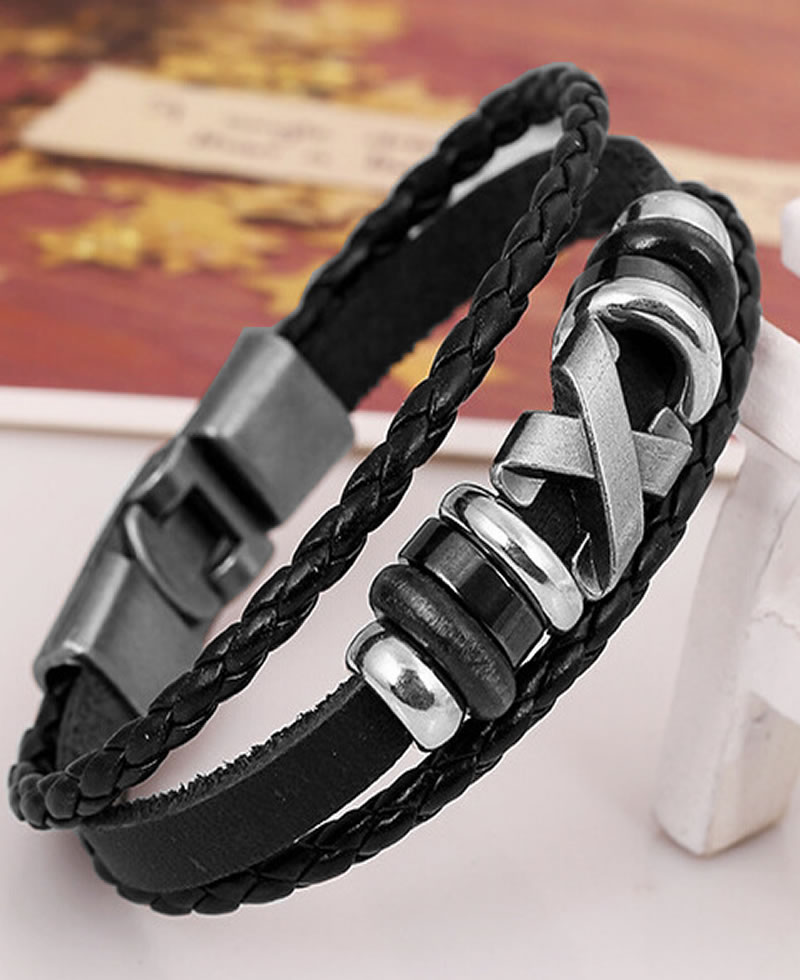 Men's Fashion X-Design Bracelet - Black