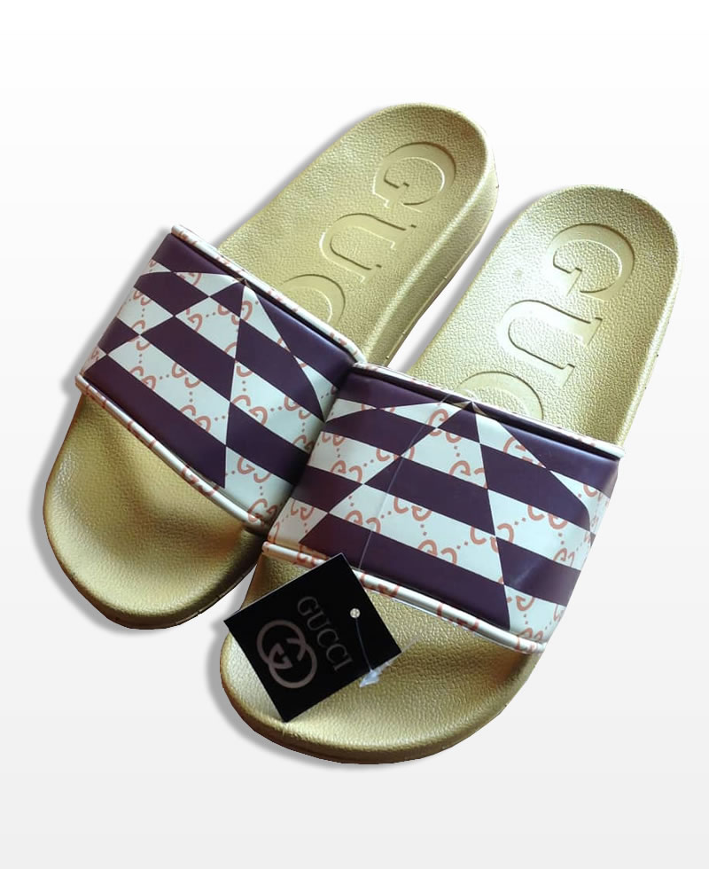 GC Men s Designer Casual Rubber Slippers Brown Top Yellow