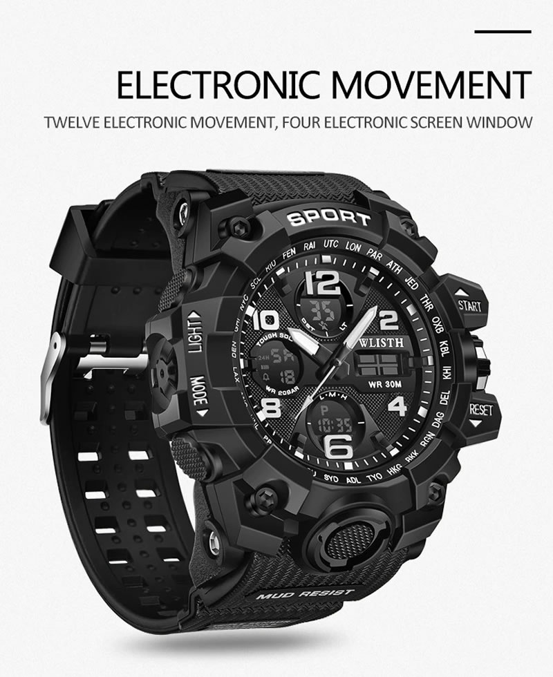 Wlisth Venom Waterproof Multi-Function Sports Watch - Black