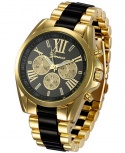 Geneva Full Steel Unisex Quartz Analog Gold Wrist Watch - Black