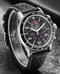 Men's Waterproof Chronograph Leather Watch - Black