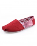 TOMS Classic Canvas Casual Slip-On Shoes - Stripped Red