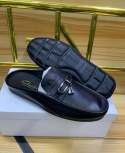 Clarks Men's Designer Leather Casual Horsebit Half Shoe Mules - Black