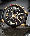 Curren Men's Chronograph Luxury Waterproof Leather Watch - Black and Gold