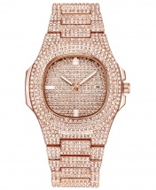 Rhinestone Crystal Unisex Wrist Watch (Rose Gold)