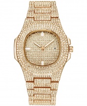 Rhinestone Crystal Unisex Wrist Watch - Gold
