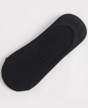 Solid Color Cotton Non-slip Silicone Pad Invisible Casual Boat Socks - Black