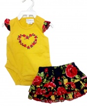 Two Piece Sleeveless Floral Romper Jumpsuit with Ruffles Skirt