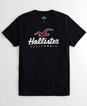 Hollister Cotton Short Sleeve T-Shirt  - Black