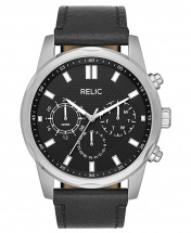 Relic Men's Multifunction Quartz Leather Watch - Black