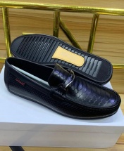 Clarks Men's Designer Patent Alligator Leather Casual Horsebit Loafers Slip-On Moccasin Shoes - Black
