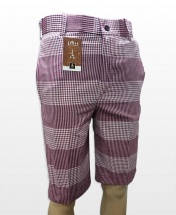 Conak Wine Checkered Linen Blend Summer Shorts