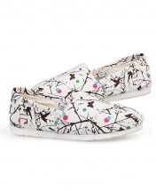 TOMS Women's Classic Trees Prints Casual Slip-On Shoes - White