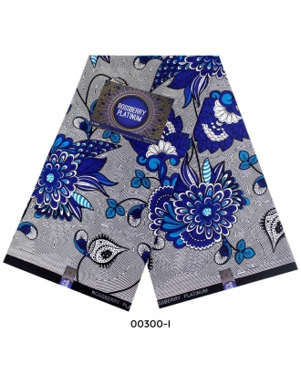 Rossberry Platinum Giant Blue Flower Ankara Fabric - 6 Yards