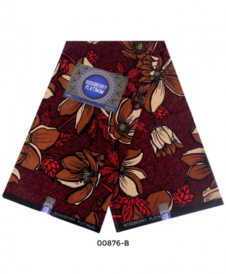 Rossberry Platinum Brown Floral Ankara Fabric - 6 Yards