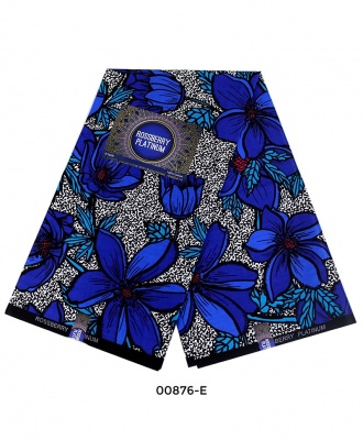 Rossberry Platinum Blue Flowers Ankara Fabric - 6 Yards