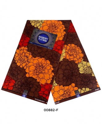 Rossberry Platinum Yellow, Brown and Red Flora Ankara Fabric - 6 Yards