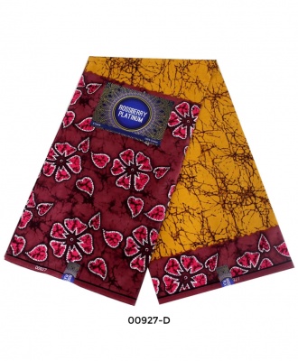Rossberry Platinum Red Flora and Yellow Pattern Ankara Fabric - 6 Yards
