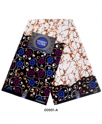 Rossberry Platinum Off White with Purple and Blue Floral Ankara Fabric - 6 Yards