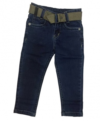 Baby Boys' Slim Straight Blue Grand Trousers Jeans with Belt Age 3 Months - 8 Years