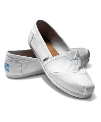 TOMS Classic Canvas Casual Slip-On Shoes - White