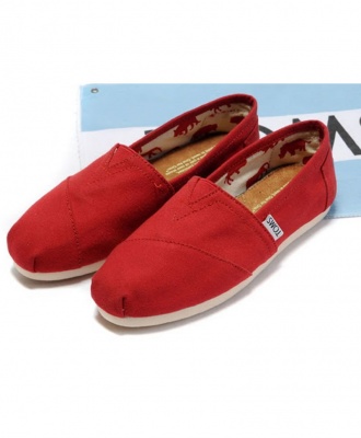 TOMS Classic Canvas Casual Slip-On Shoes - Red