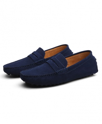 Men's Casual Suede Penny Loafers Moccasin Driving Shoes - Navy