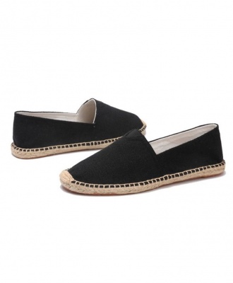 Espadrille Casual Canvas Flat Heel Shoe - Black