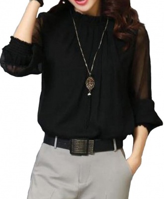 Women's New Fashion Ruffled Chiffon Long-Sleeved Shirt