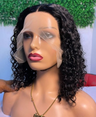 14-Inch Double Drawn Human Hair Wig With T Frontal