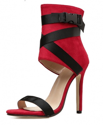 Women's Classy Thin High Heeled Roman Pumps Sandals - Red