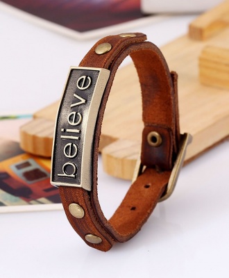 Believe Men's Fashion Leather Bracelet - Brown