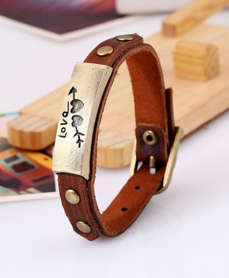Love Men's Fashion Leather Bracelet - Brown