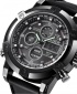 Xinew Men Military Dual-Time Digital and Analog Leather Watch - Black PLUS FREE BRACELET