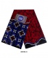 Rossberry Platinum Dark Red with Blue Pattern Ankara Fabric - 6 Yards