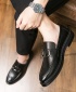 Mens Leather Italian Design Formal Loafers Shoes - Black
