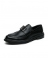 Mens Leather Italian Design Formal Loafers Shoes - Black