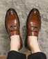 Mens Leather Italian Design Formal Loafers Shoes - Brown