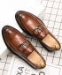 Mens Leather Italian Design Formal Loafers Shoes - Brown