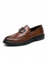 Mens Leather Italian Design Formal Loafers Shoes - Brown