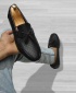Men's Fashion Leather Casual Tassel Loafers Slip-On Shoes - Black