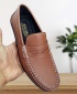 Men's Leather Casual Penny Loafers Slip-On Moccasin Shoes - Brown