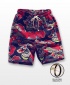 Men's Casual Multicoloured Linen Summer Beach Shorts - Red Fans