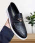 Men's EA Designer Leather Casual Penny Loafers White-Sole Shoes - Black