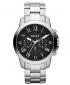 Fossil Mens Chronograph Grant Stainless Steel Bracelet Watch - Silver