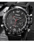Xinew Digital and Analog Dual Time Tachymeter Leather Watch - Black