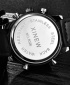 Xinew Digital and Analog Dual Time Tachymeter Leather Watch - Black