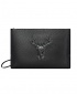 Men's Deer Head Large Capacity Casual Leather Clutch Handbag - Black