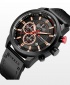 Curren 8291 Men's Chronograph Casual Fashion Leather Watch - Black Face + FREE BRACELET